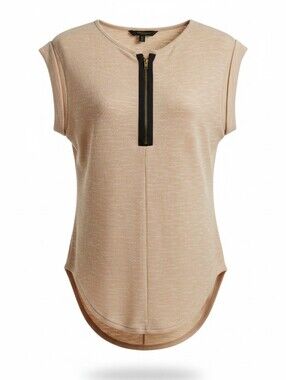 Cleo Women’s Beige Knit Zip-Back Top Size small